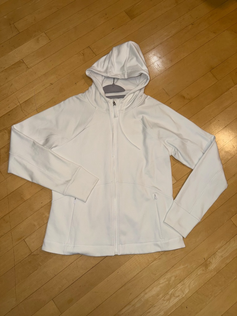 Athleta white zip up hoodie jacket, L, CB2691 - Picture 2 of 5